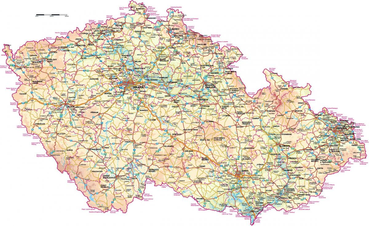 チェコ共和国（チェコスロバキア）の大きな地図